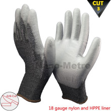 NMSAFETY 2014 nuevo estilo de calibre 18 guantes a prueba de pinchazos pu recubiertos